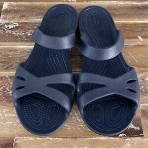 Crocs Women Sandals Size 8 Navy Blue Strappy Comfort Slip On Casual Beach Pool